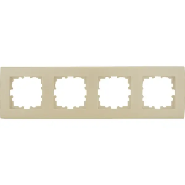 Рамка для розеток и выключателей Lexman Виктория плоская 4 поста цвет жемчужно-белый