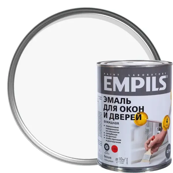 Эмаль для окон и дверей Empils PL глянцевая цвет белый 0.9 кг EMPILS None