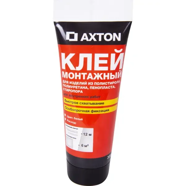Клей монтажный Axton для потолочных изделий особопрочный, 0.3 кг в тюбике AXTON None
