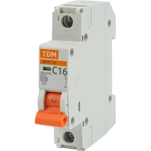 Автоматический выключатель TDM Electric ВА47-29 1P C16 А 4.5 кА SQ0206-0074 TDM ELECTRIC