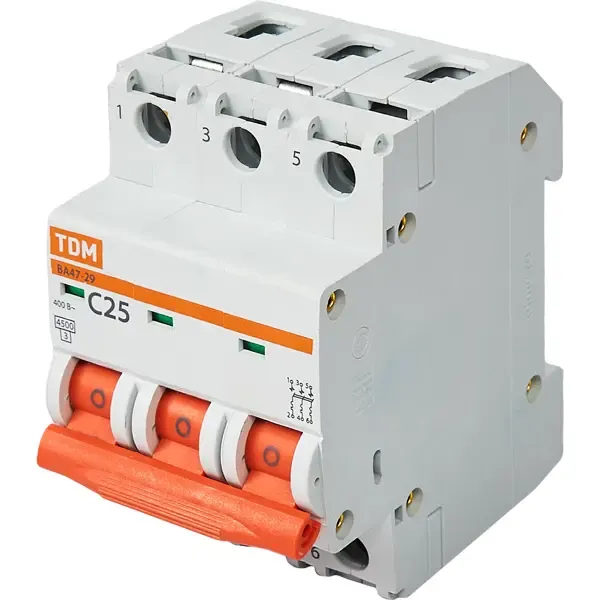 Автоматический выключатель TDM Electric ВА47-29 3P C25 А 4.5 кА SQ0206-0111 TDM ELECTRIC