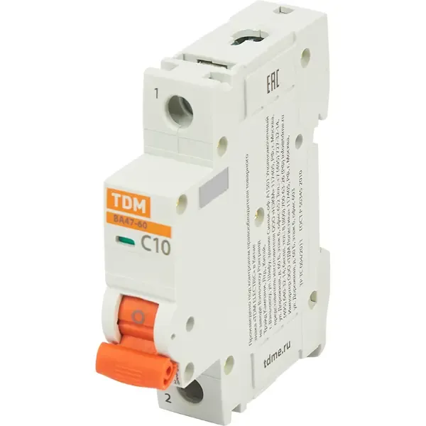 Автоматический выключатель TDM Electric ВА47-60 1P C10 А 6 кА SQ0223-0075 TDM ELECTRIC