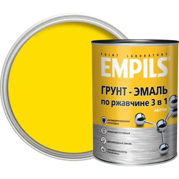 Грунт-эмаль по ржавчине 3 в 1 Empils PL гладкая цвет желтый 0.9 кг