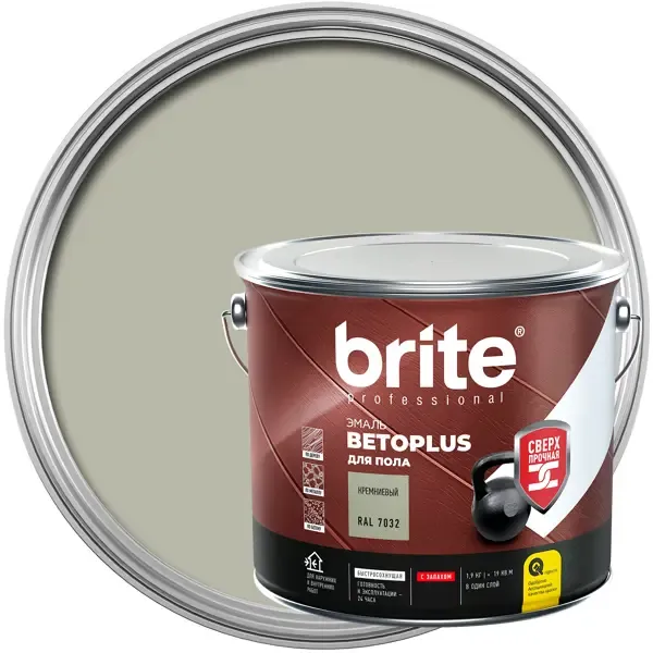 Эмаль для пола Brite Betoplus полуматовая цвет кремневый 1.9 кг BRITE None