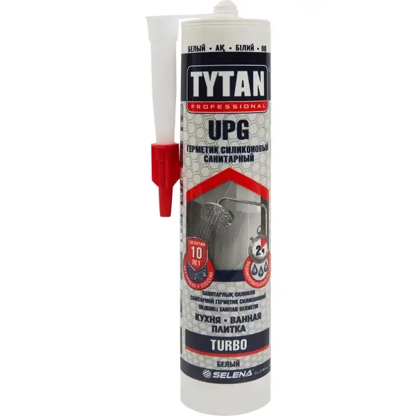 Герметик силиконовый санитарный Tytan UPG Turbo 280 мл уксусный цвет белый TYTAN None