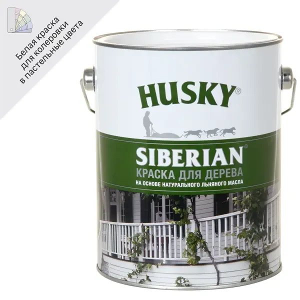 Краска для дерева Husky Siberian моющаяся полуматовая цвет белый 2.7 л HUSKY None