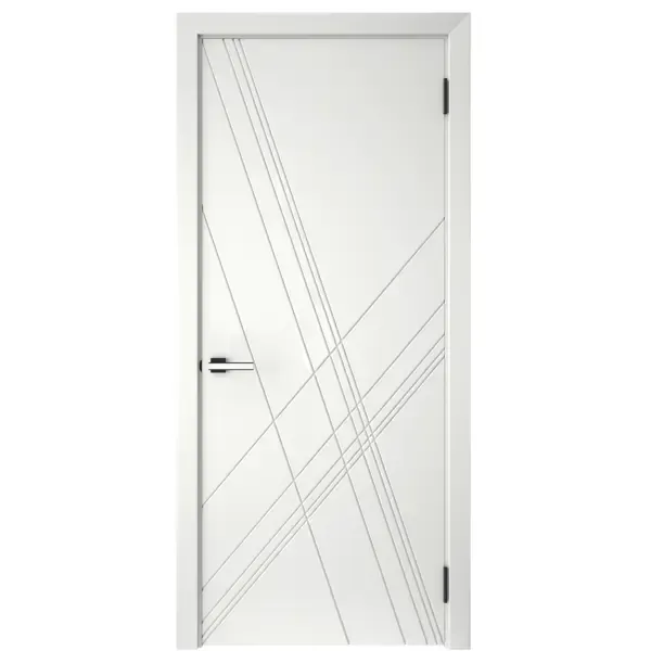 Дверь межкомнатная глухая с замком и петлями в комплекте Графика Х 60x200 см эмаль цвет белый Без бренда