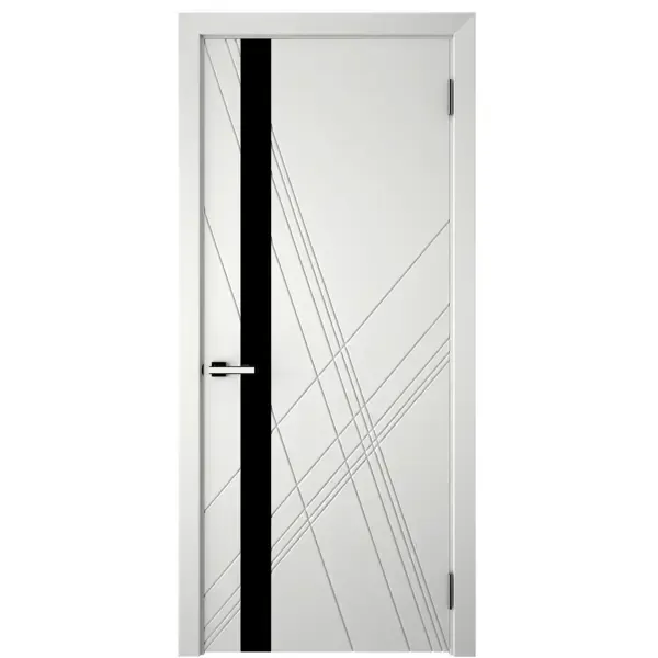 Дверь межкомнатная остекленная с замком и петлями в комплекте Графика Х 80x200 см эмаль цвет белый Без бренда