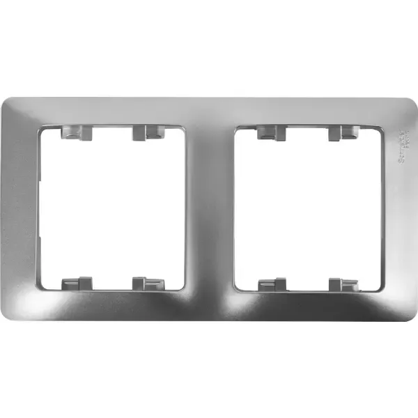 Рамка для розеток и выключателей Schneider Electric Glossa 2 поста вертикальная цвет алюминий