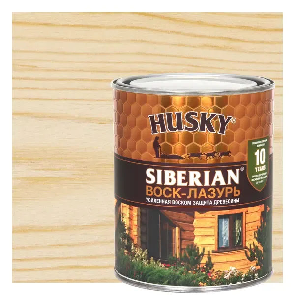 Воск-лазурь Husky Siberian полуматовый прозрачный 0.9 HUSKY Антисептик для защиты древесины