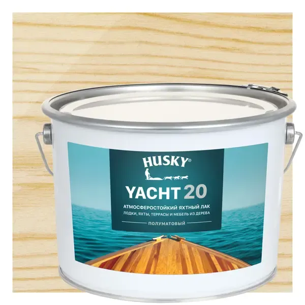 Лак яхтный Husky Yacht 20 9 л полуматовый HUSKY Покрытия для дерева. Лаки для дерева