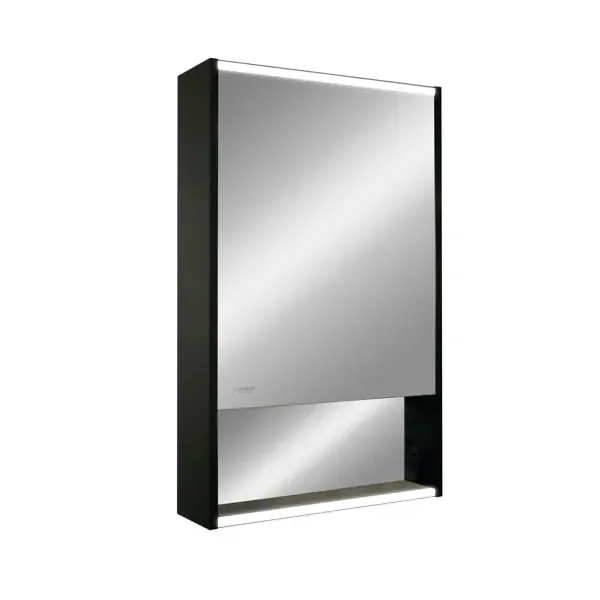 Шкаф зеркальный подвесной Line с LED-подсветкой 50x80 см цвет черный