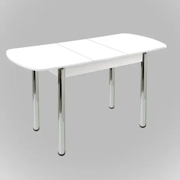 Кухонный Стол раздвижной АСтола Валенсия Хром 100x60 см ЛДСП белый