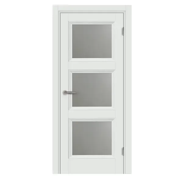Дверь межкомнатная остекленная с замком и петлями в комплекте Трилло 80x200 см Hardflex цвет белый жемчуг МАРИО РИОЛИ