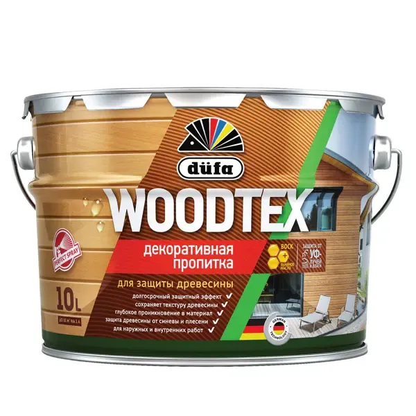 Пропитка декоративная для защиты древесины алкидная Dufa Woodtex белая 10 л