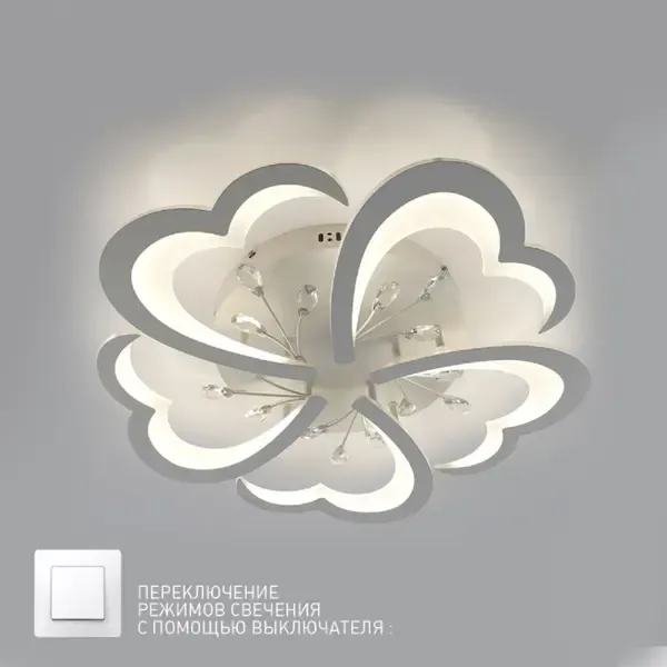 Люстра потолочная светодиодная Estares Crystal 15 м² изменение оттенков белого цвет белый