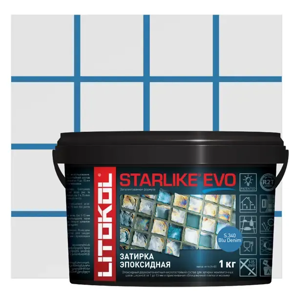 Затирка эпоксидная Litokol Starlike Evo S.340 цвет синий деним 1 кг LITOKOL