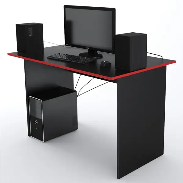 Стол компьютерный ДИЗАЙН ФАБРИКА Ascetic 1200 Черный/Красный 120x73.2x74 см ЛДСП цвет черный