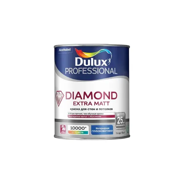 Краска DULUX Diamond Extra Matt 0С-00011263 цвет белый 1 л