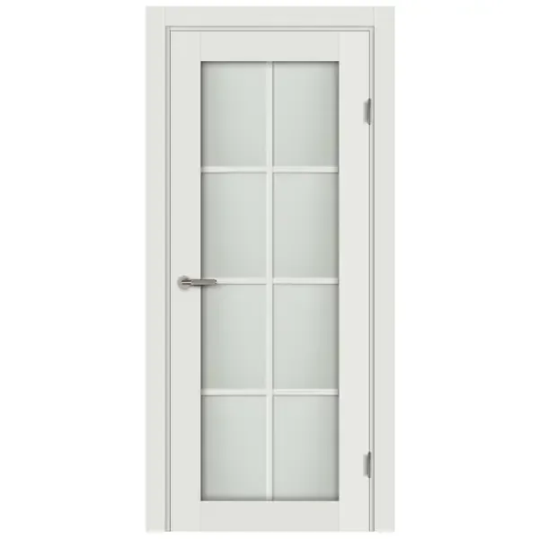 Дверь межкомнатная остекленная с замком и петлями в комплекте Пьемонт 80x200 см Hardflex цвет белый жемчуг МАРИО РИОЛИ