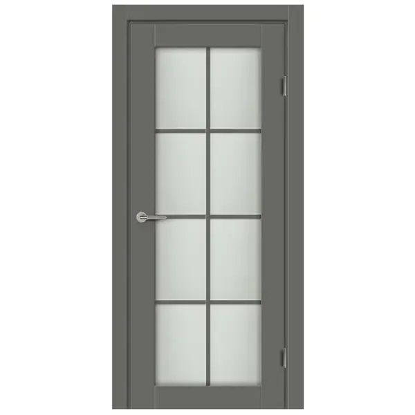 Дверь межкомнатная остекленная с замком и петлями в комплекте Пьемонт 80x200 см Hardflex цвет стиппл грей