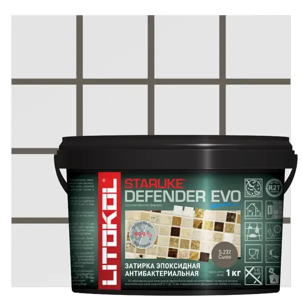 Затирка эпоксидная Litokol Starlike Defender Evo S.232 цвет натуральная кожа 1 кг LITOKOL STARLIKE Defender EVO