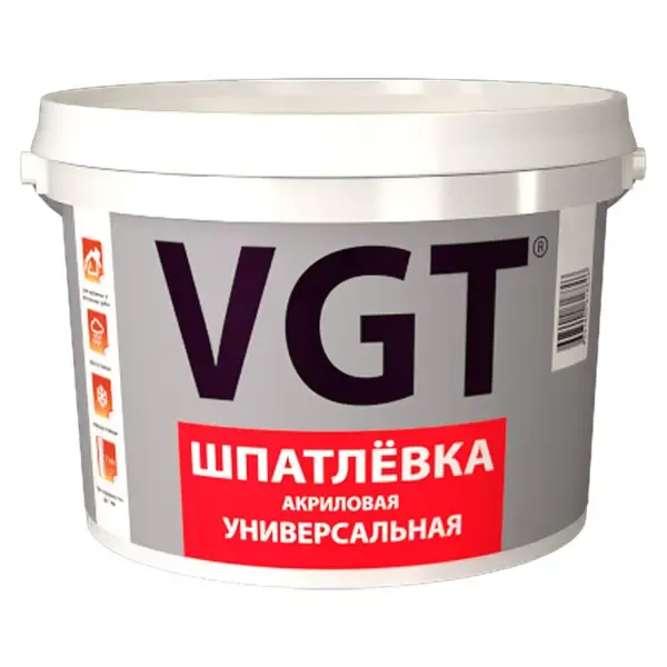 Шпатлёвка VGT «Экстра» для наружных/внутренних работ влагостойкая 7.5 кг цвет белый