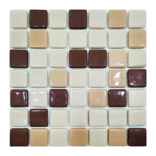 Мозаика смальта АРТ СМ1002-АРТ001041 чип 21x21 цвет коричневый молочный бежевый
