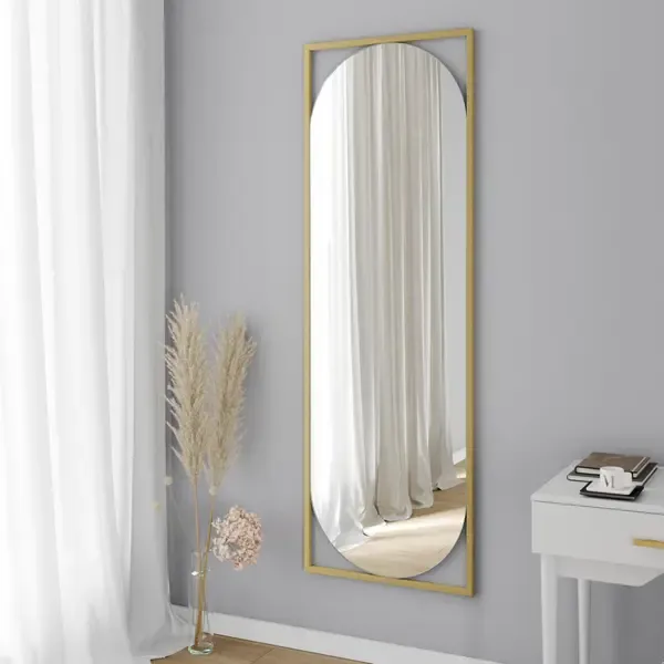 Зеркало в золотой раме настенное овальное Genglass Kvaden Gold L 180x60 см