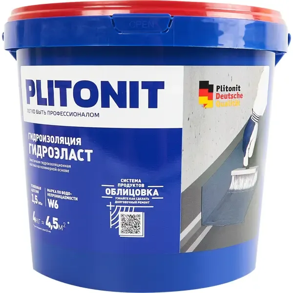 Гидроизоляционная мастика Plitonit ГидроЭласт 4 кг PLITONIT None