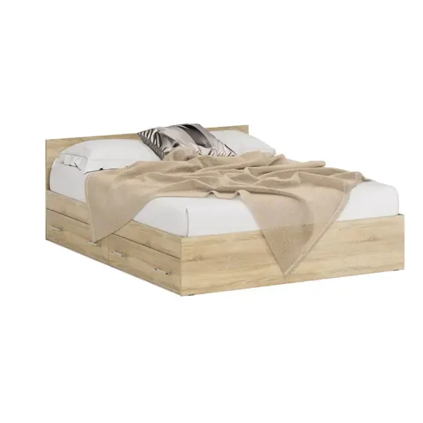 Кровать с ящиками СВК Стандарт 1600 164x70x204 см цвет дуб сонома