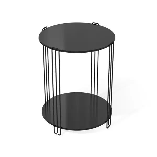 Столик кофейный круглый Sheffilton SHT-CT34 черный муар/черный глянец, металл/стекло