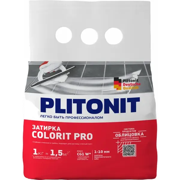 Затирка цементная Plitonit Colorit Pro цвет серый 1 кг PLITONIT