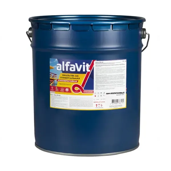 Эмаль Новоколор глянцевая Alfavit Альфа Пф-115 коричневая 20 кг ALFAVIT ALFAVIT