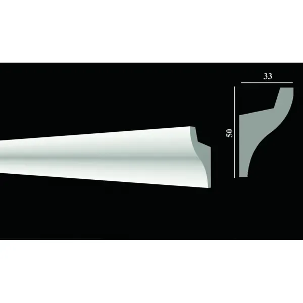 Плинтус потолочный дюропласт ударопрочный под LED подсветку Decor-Dizayn DD506 белый 3.3x5x200 см