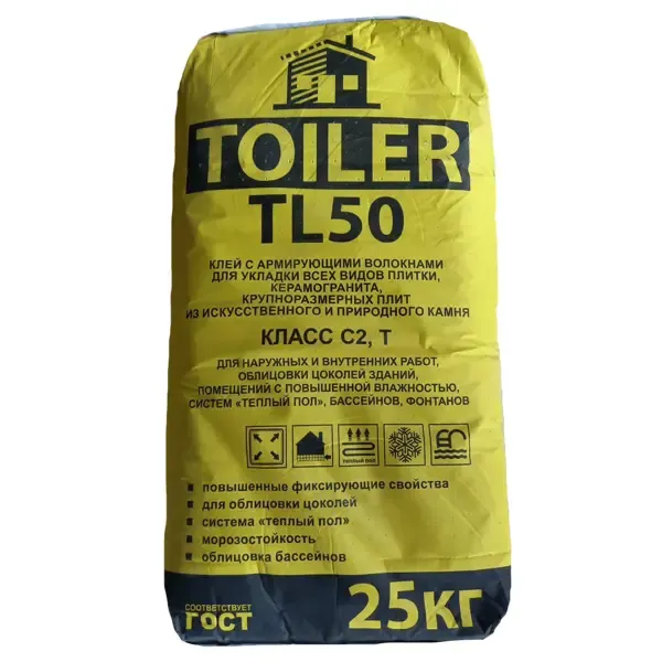 Клей для плитки Toiler TL 50 25 кг TOILER TL 50 Tl 50