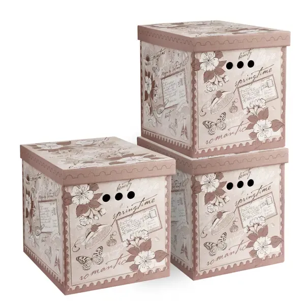 Набор коробок 3 шт Valiant Romantic 28x31.50x38 см 33.50 л картон цвет светло-коричневый