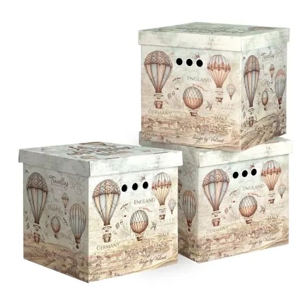 Набор квадратных коробок 3 шт Valiant Travelling 31.50x31.50x31.50 см картон