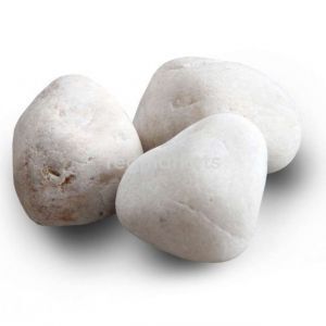 Камень для банных печей "КВАРЦ белый", обвалованная, фр70-120, в коробке 20кг