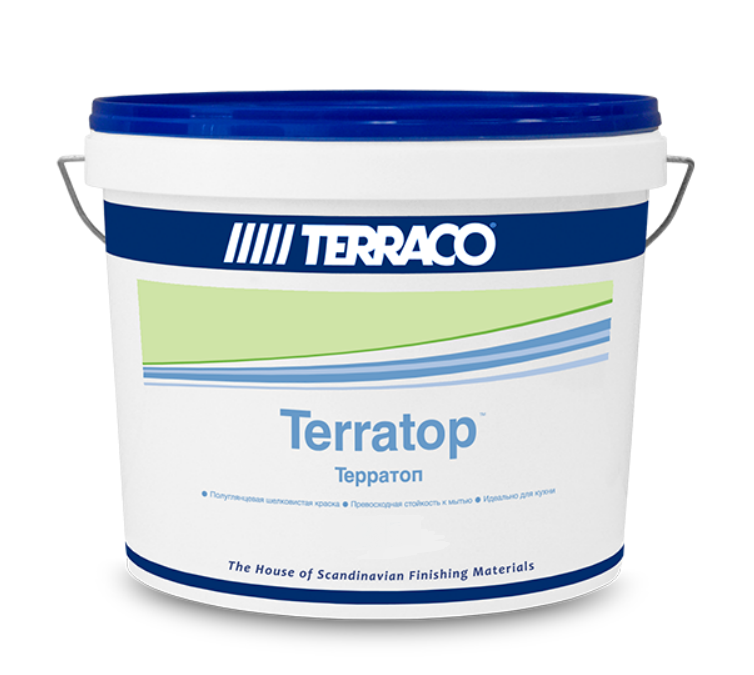 Краска моющаяся Terratop 8л (10,304 кг) шелковая, для внутренних работ (48)