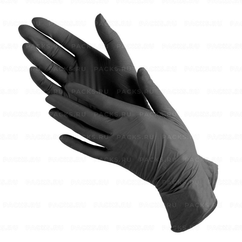 Перчатки смотровые нитриловые нестерильные неопудренные Benovy черные L 50/500