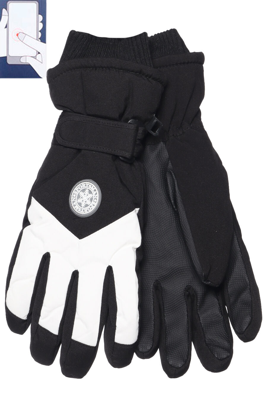 Перчатки болонь BS-1 снежинка/сенсор (черный/белый)