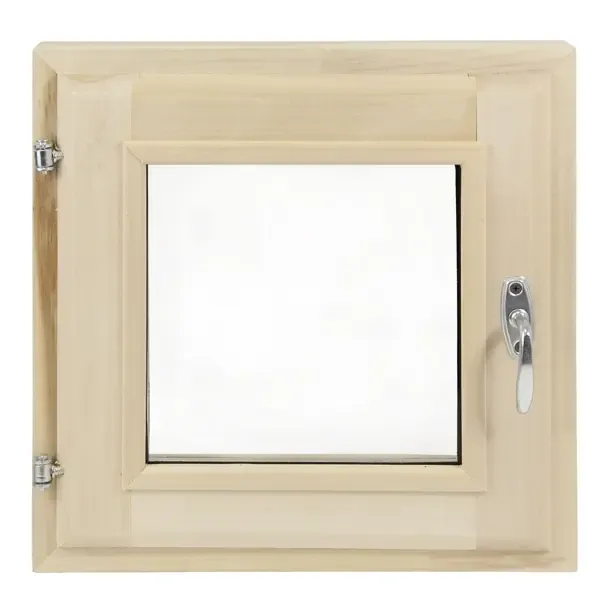 Деревянное окно в парную Банная линия 30х30см левое однокамерный стеклопакет одностворчатое
