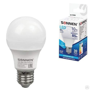 Лампа светодиодная SONNEN 10(85)Вт груша Е27 нейтральный белый свет 