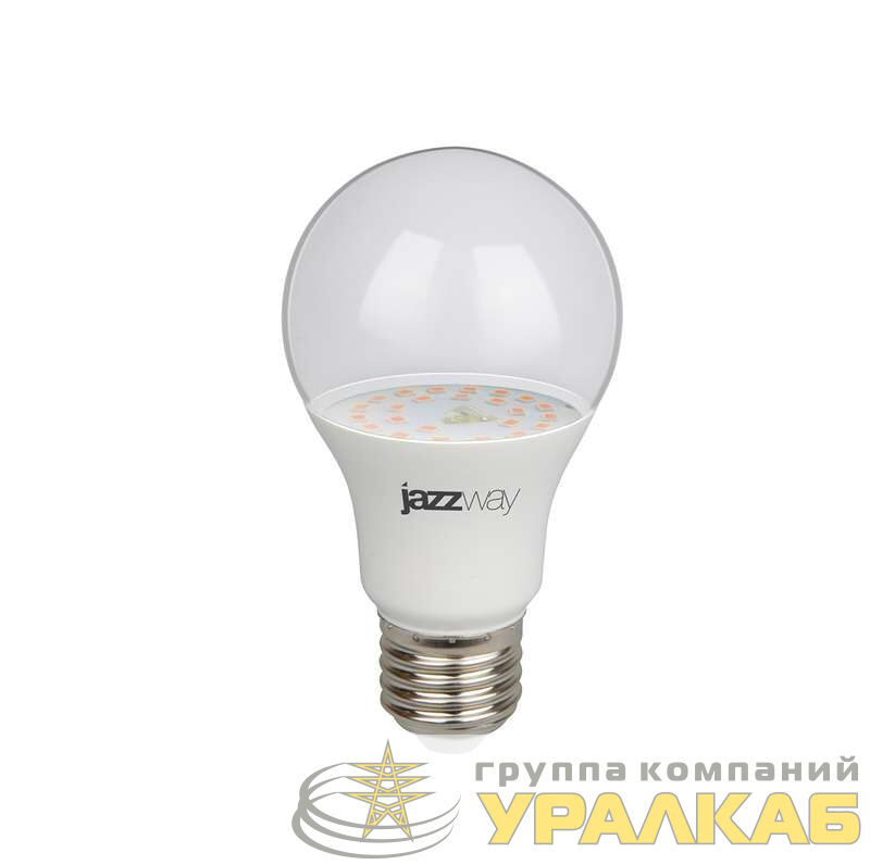 Лампа светодиодная PPG A60 Agro 9Вт A60 грушевидная прозрачная E27 IP20 для растений clear JazzWay 5008946
