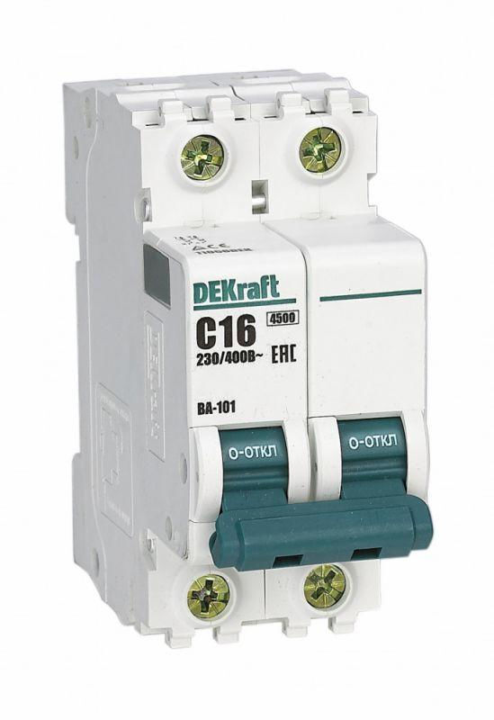 DEKraft Выключатель автоматический модульный 2п C 16А 4.5кА ВА-101 DEKraft 11066DEK
