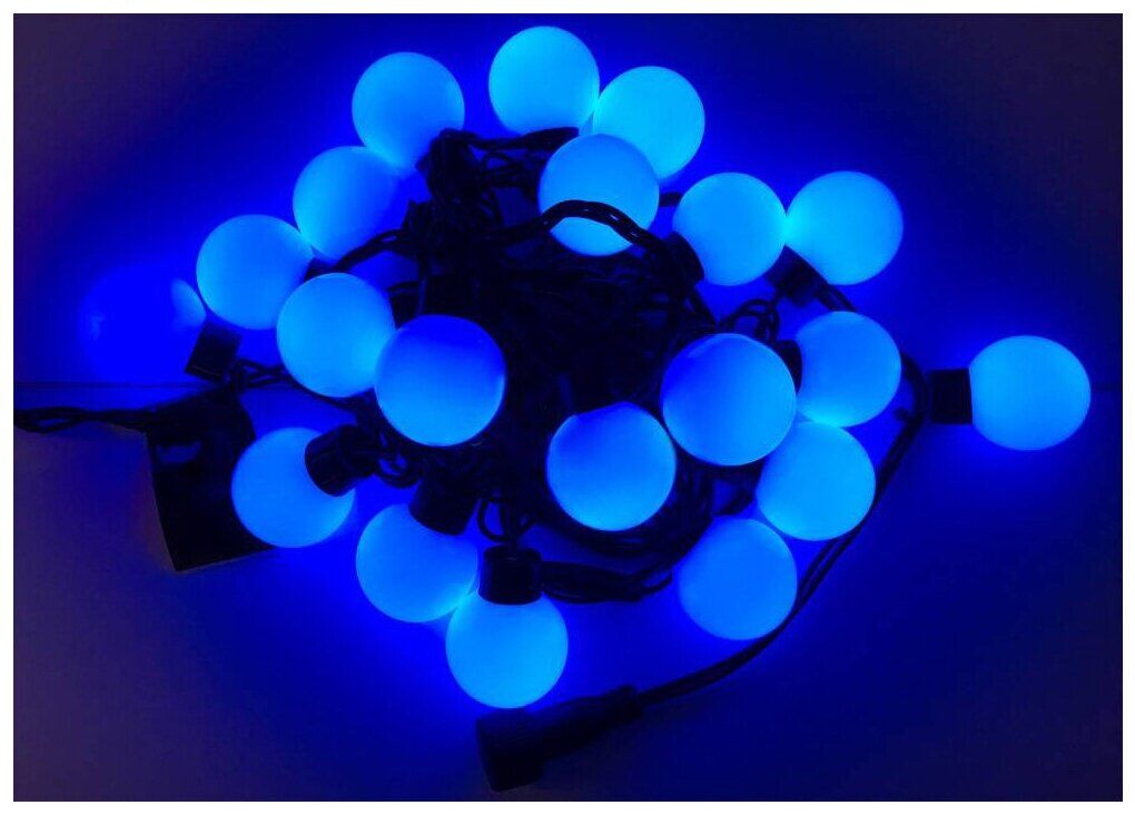 Гирлянда Большие Шарики LED, 4см, 220В, 5м, соединяемая, синяя, IP65