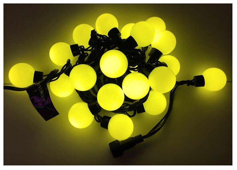 Гирлянда Большие Шарики LED, 4см, 220В, 5м, соединяемая, жёлтая, IP65