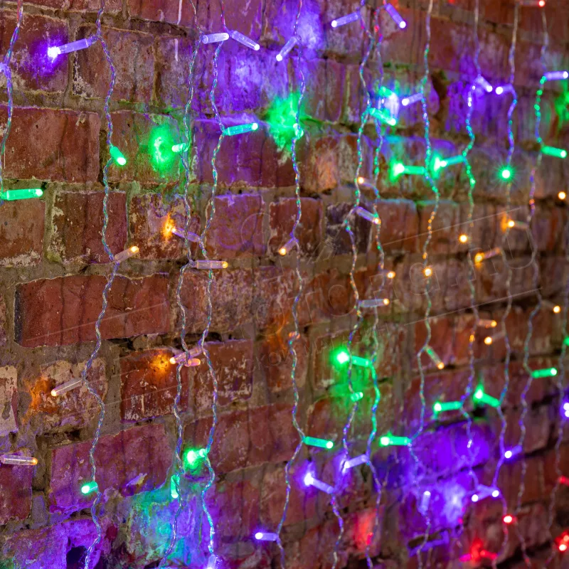 Дождь цветной LED-320 (20 нитей, 2*1,5м, провод прозрачный)