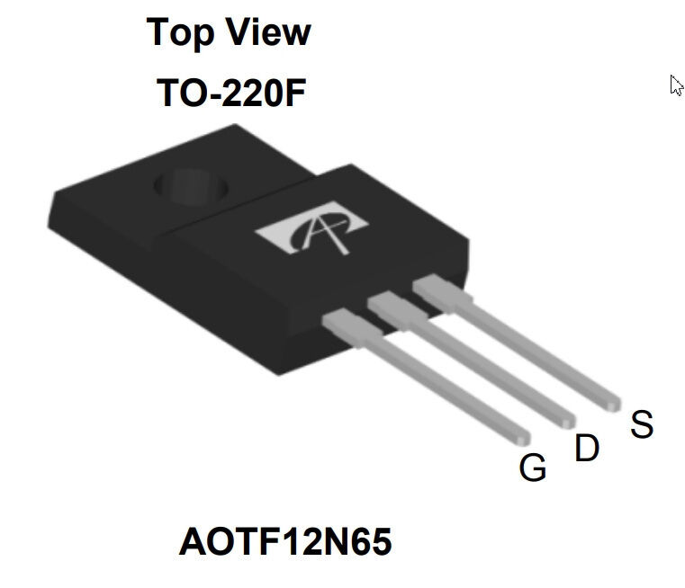 Микросхема AOTF12N65 N-Channel MOSFET 650V 12A TO-220F